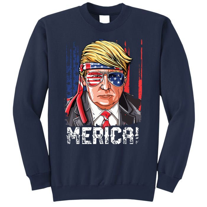 Trump 4th Of July Merica Usa American Flag Vintage Sweatshirt