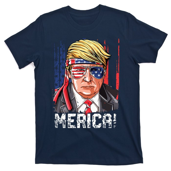 Trump 4th Of July Merica Usa American Flag Vintage T-Shirt