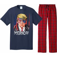 Trump 4th Of July Merica Usa American Flag Vintage Pajama Set