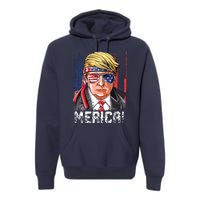 Trump 4th Of July Merica Usa American Flag Vintage Premium Hoodie