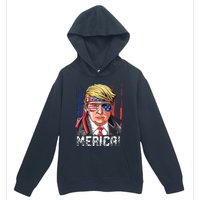 Trump 4th Of July Merica Usa American Flag Vintage Urban Pullover Hoodie