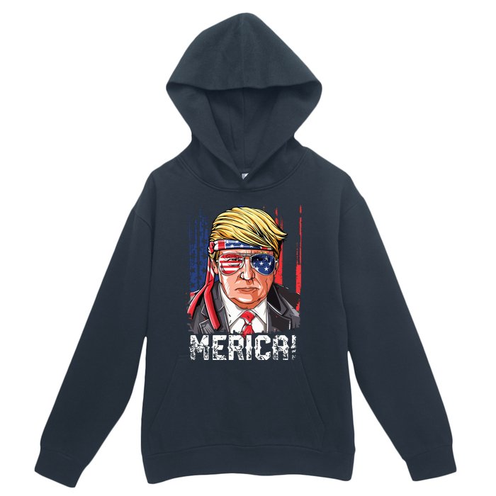 Trump 4th Of July Merica Usa American Flag Vintage Urban Pullover Hoodie