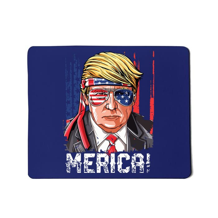 Trump 4th Of July Merica Usa American Flag Vintage Mousepad