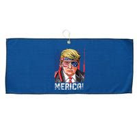 Trump 4th Of July Merica Usa American Flag Vintage Large Microfiber Waffle Golf Towel