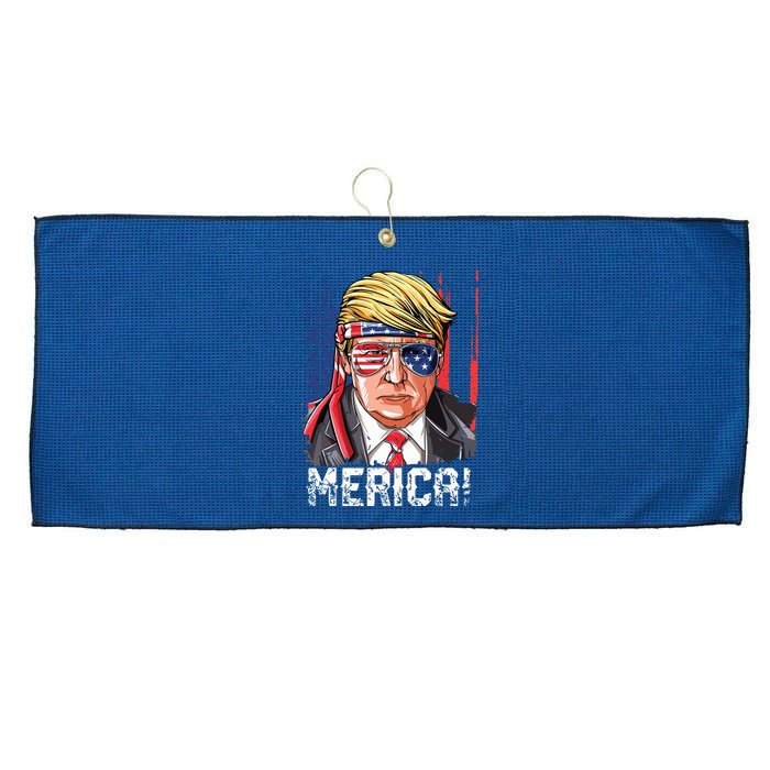 Trump 4th Of July Merica Usa American Flag Vintage Large Microfiber Waffle Golf Towel