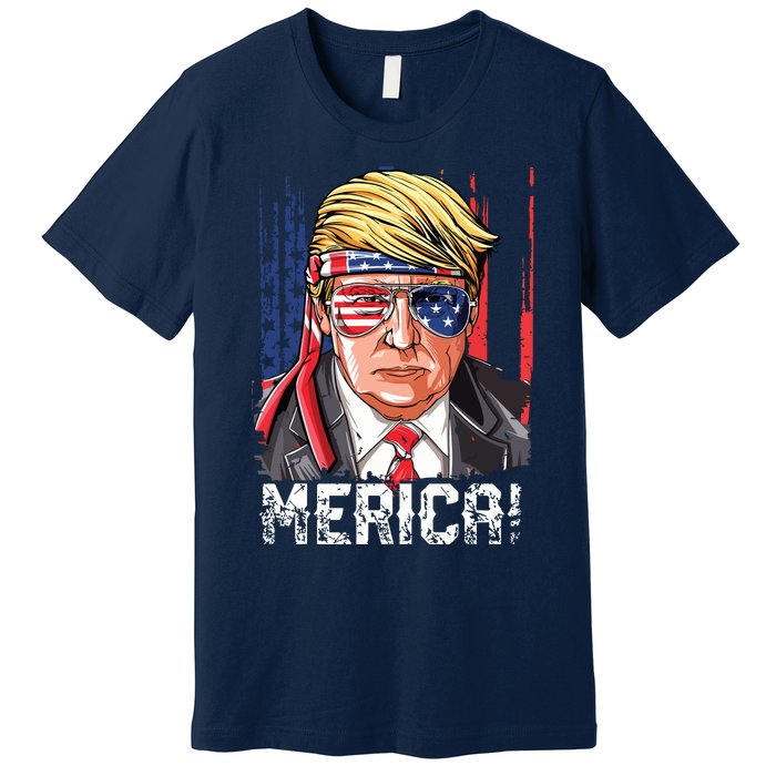 Trump 4th Of July Merica Usa American Flag Vintage Premium T-Shirt