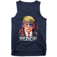 Trump 4th Of July Merica Usa American Flag Vintage Tank Top