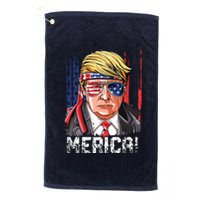 Trump 4th Of July Merica Usa American Flag Vintage Platinum Collection Golf Towel