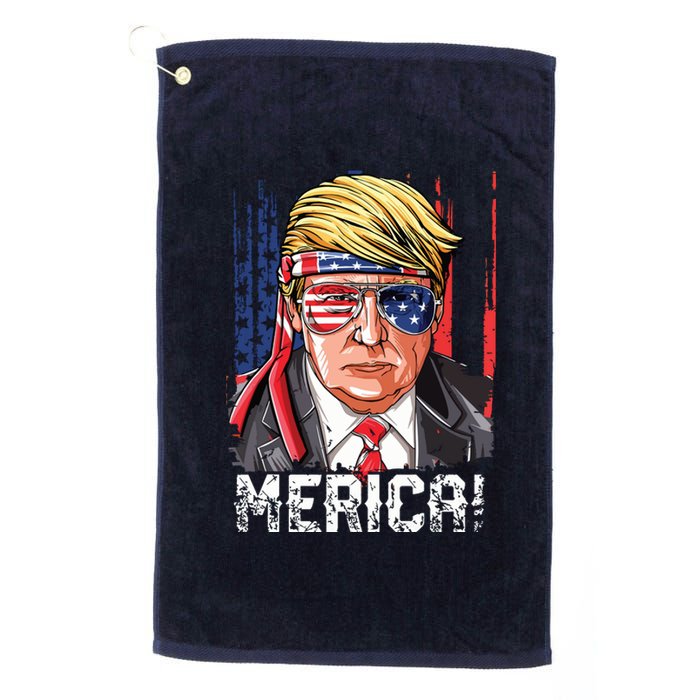 Trump 4th Of July Merica Usa American Flag Vintage Platinum Collection Golf Towel