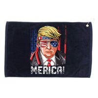 Trump 4th Of July Merica Usa American Flag Vintage Grommeted Golf Towel