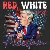 Trump 4th Of July Red White And Freedom Donald Trump Fourth Of July 7 Panel Mesh Trucker Snapback Hat