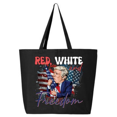 Trump 4th Of July Red White And Freedom Donald Trump Fourth Of July 25L Jumbo Tote