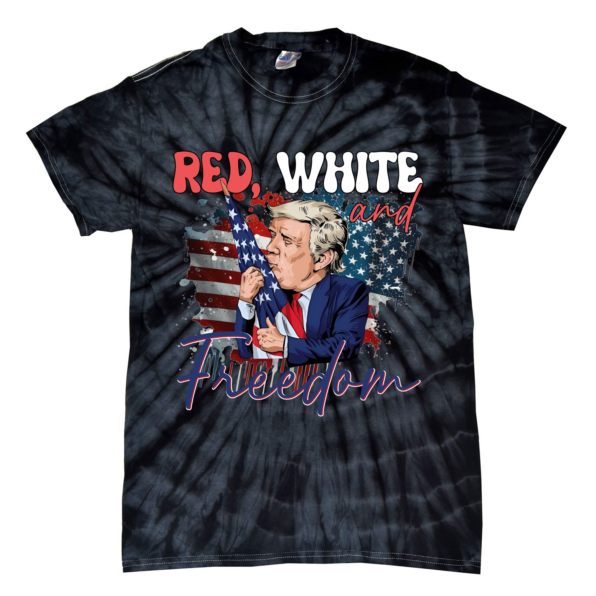 Trump 4th Of July Red White And Freedom Donald Trump Fourth Of July Tie-Dye T-Shirt