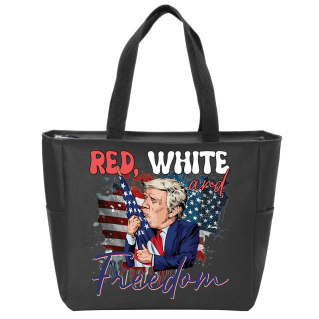 Trump 4th Of July Red White And Freedom Donald Trump Fourth Of July Zip Tote Bag