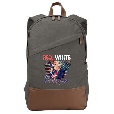 Trump 4th Of July Red White And Freedom Donald Trump Fourth Of July Cotton Canvas Backpack