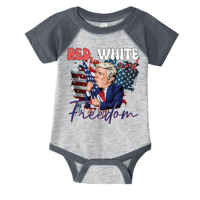 Trump 4th Of July Red White And Freedom Donald Trump Fourth Of July Infant Baby Jersey Bodysuit