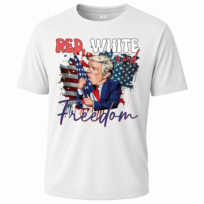 Trump 4th Of July Red White And Freedom Donald Trump Fourth Of July Cooling Performance Crew T-Shirt