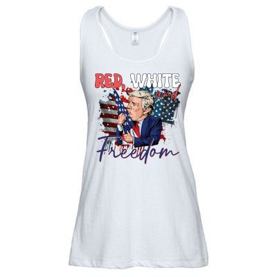 Trump 4th Of July Red White And Freedom Donald Trump Fourth Of July Ladies Essential Flowy Tank