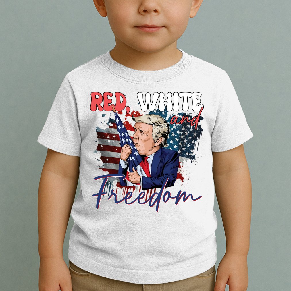 Trump 4th Of July Red White And Freedom Donald Trump Fourth Of July Toddler T-Shirt