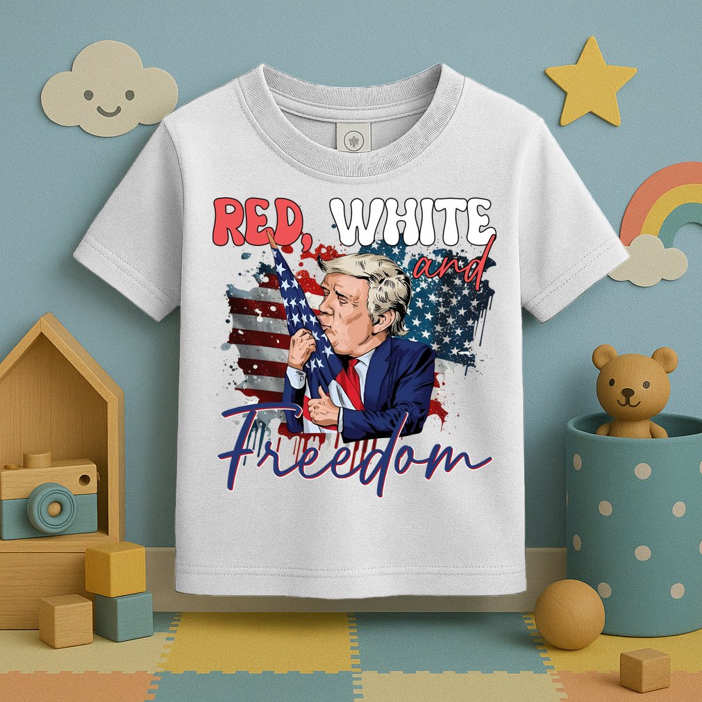 Trump 4th Of July Red White And Freedom Donald Trump Fourth Of July Toddler T-Shirt