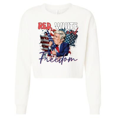 Trump 4th Of July Red White And Freedom Donald Trump Fourth Of July Cropped Pullover Crew