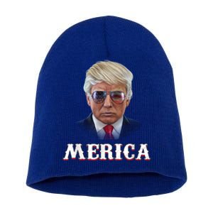 Trump 4th Of July Merica Funny D Onal T Rump 2024 Gift Short Acrylic Beanie