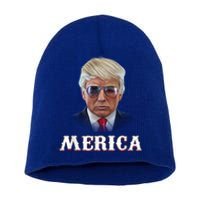 Trump 4th Of July Merica Funny D Onal T Rump 2024 Gift Short Acrylic Beanie