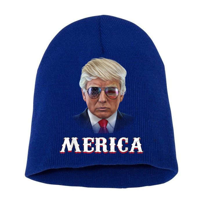 Trump 4th Of July Merica Funny D Onal T Rump 2024 Gift Short Acrylic Beanie