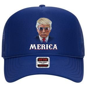 Trump 4th Of July Merica Funny D Onal T Rump 2024 Gift High Crown Mesh Back Trucker Hat