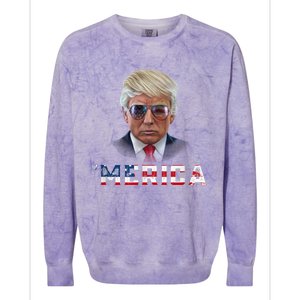 Trump 4th Of July Merica Funny T Rump American Gift Colorblast Crewneck Sweatshirt