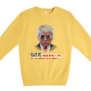 Trump 4th Of July Merica Funny T Rump American Gift Premium Crewneck Sweatshirt