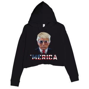 Trump 4th Of July Merica Funny T Rump American Gift Crop Fleece Hoodie