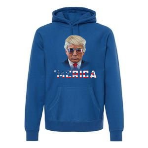 Trump 4th Of July Merica Funny T Rump American Gift Premium Hoodie