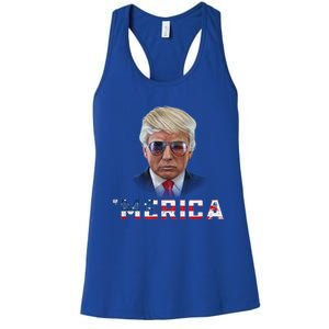 Trump 4th Of July Merica Funny T Rump American Gift Women's Racerback Tank