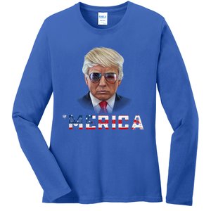 Trump 4th Of July Merica Funny T Rump American Gift Ladies Long Sleeve Shirt