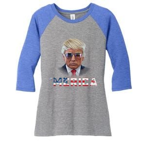 Trump 4th Of July Merica Funny T Rump American Gift Women's Tri-Blend 3/4-Sleeve Raglan Shirt