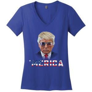 Trump 4th Of July Merica Funny T Rump American Gift Women's V-Neck T-Shirt