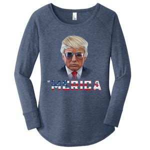 Trump 4th Of July Merica Funny T Rump American Gift Women's Perfect Tri Tunic Long Sleeve Shirt