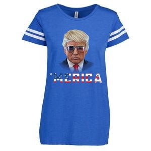 Trump 4th Of July Merica Funny T Rump American Gift Enza Ladies Jersey Football T-Shirt