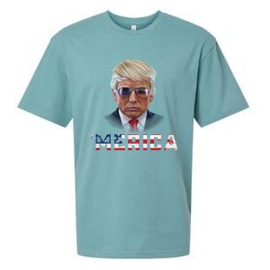 Trump 4th Of July Merica Funny T Rump American Gift Sueded Cloud Jersey T-Shirt