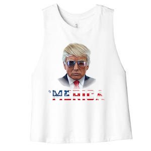 Trump 4th Of July Merica Funny T Rump American Gift Women's Racerback Cropped Tank