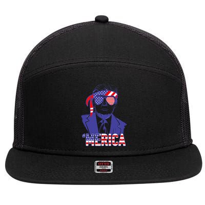 Trump 4th Of July Merica Usa American Flag Vintage Gift 7 Panel Mesh Trucker Snapback Hat