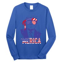 Trump 4th Of July Merica Usa American Flag Vintage Gift Long Sleeve Shirt