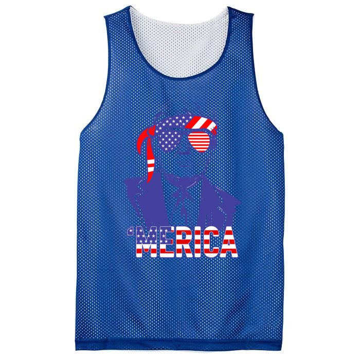 Trump 4th Of July Merica Usa American Flag Vintage Gift Mesh Reversible Basketball Jersey Tank