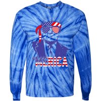 Trump 4th Of July Merica Usa American Flag Vintage Gift Tie-Dye Long Sleeve Shirt