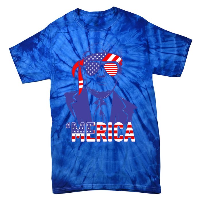 Trump 4th Of July Merica Usa American Flag Vintage Gift Tie-Dye T-Shirt