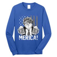 Trump 4th Of July Merica Usa American Flag Vintage Gift Long Sleeve Shirt