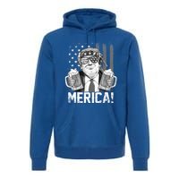 Trump 4th Of July Merica Usa American Flag Vintage Gift Premium Hoodie