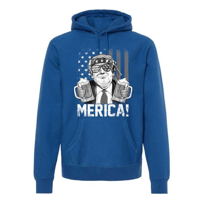 Trump 4th Of July Merica Usa American Flag Vintage Gift Premium Hoodie