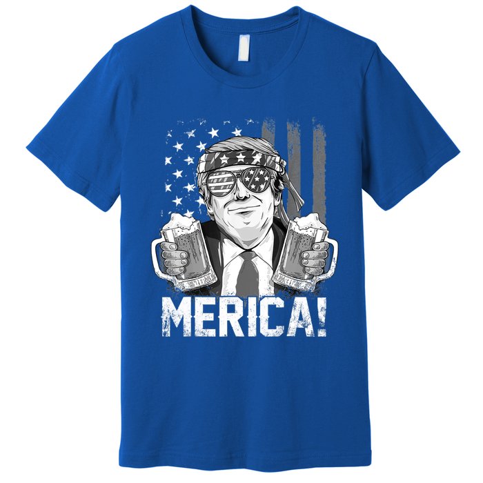 Trump 4th Of July Merica Usa American Flag Vintage Gift Premium T-Shirt